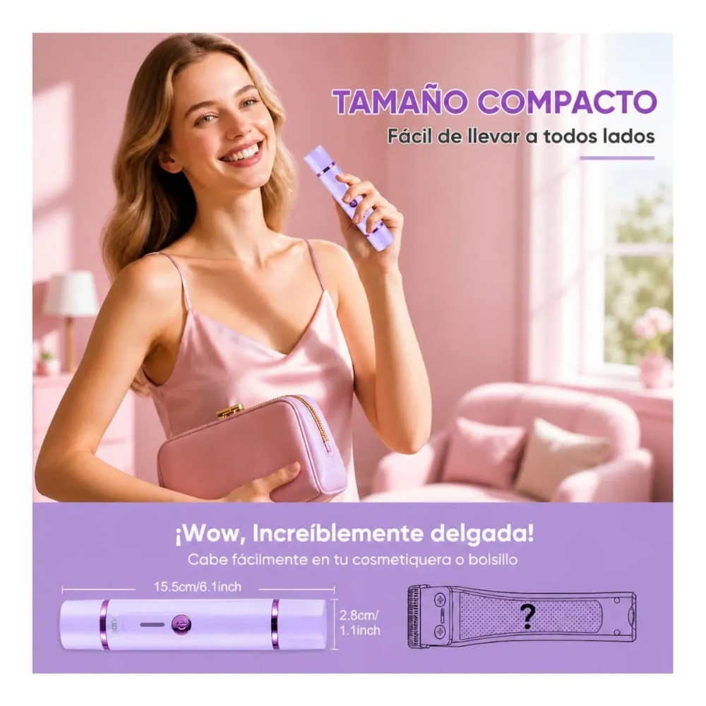 RASURADORA MUJER 2 EN 1 FACIAL Y CORPORAL PORTÁTIL AZUL - 6