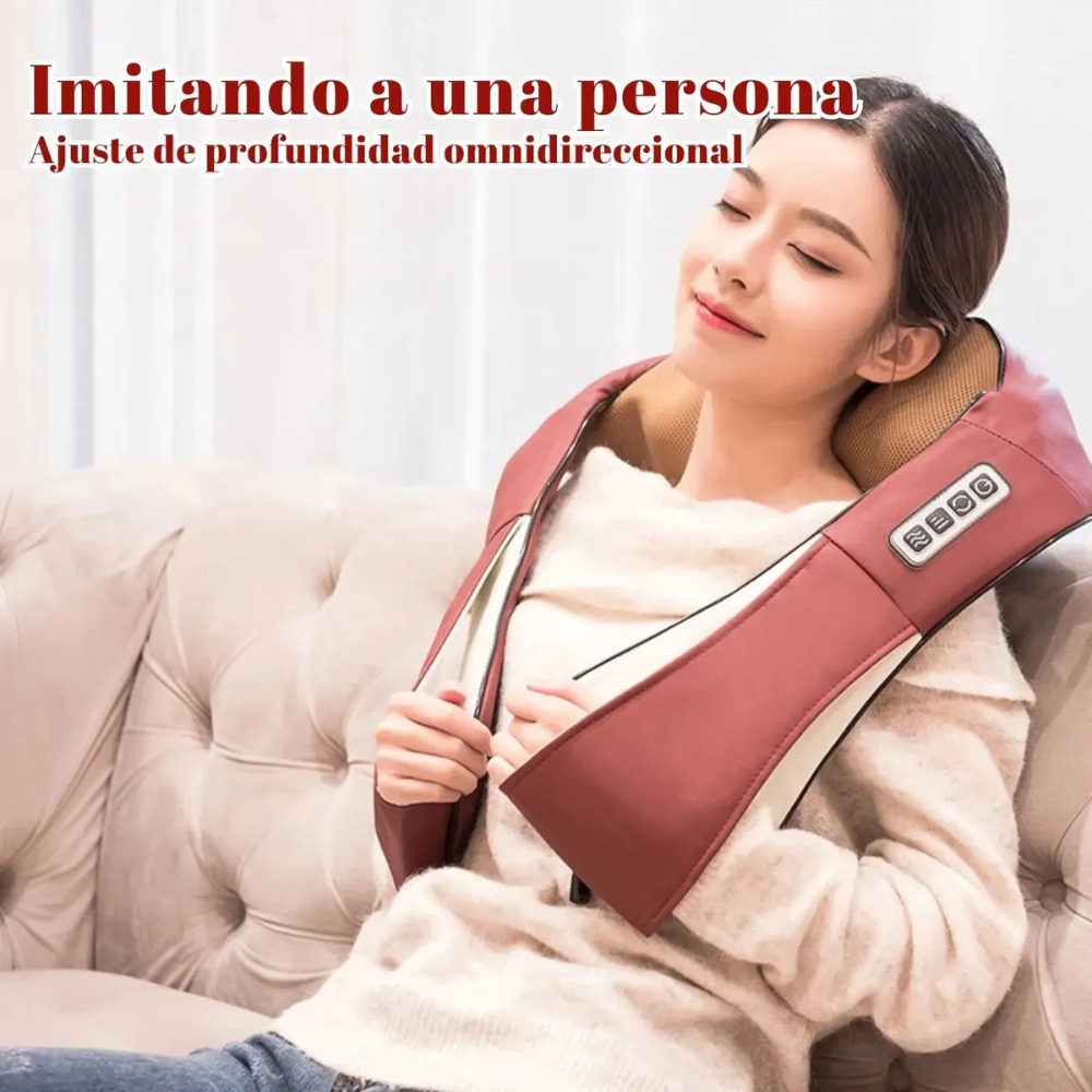 MASAJEADOR SHIATSU CUELLO ESPALDA CON CALOR RECARGABLE - 5