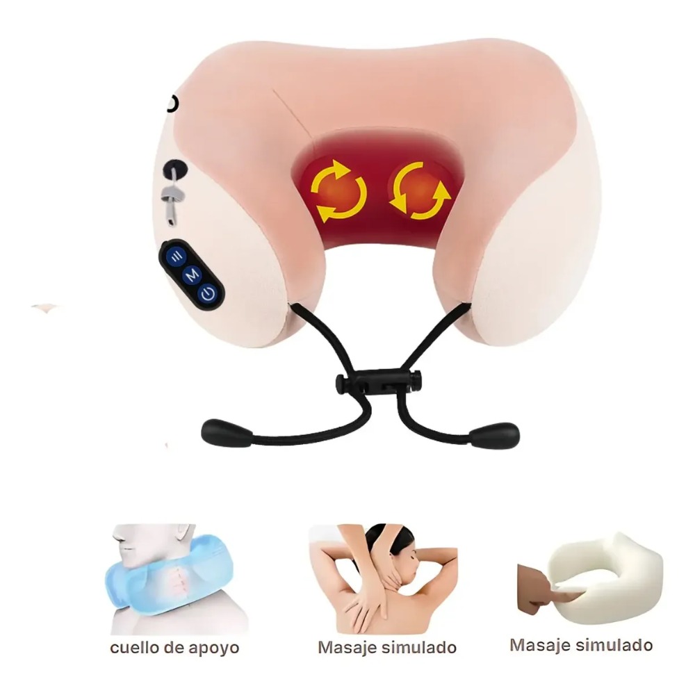 ALMOHADA DE MASAJE CERVICAL CUELLO PORTÁTIL RECARGABLE ROSA - 3
