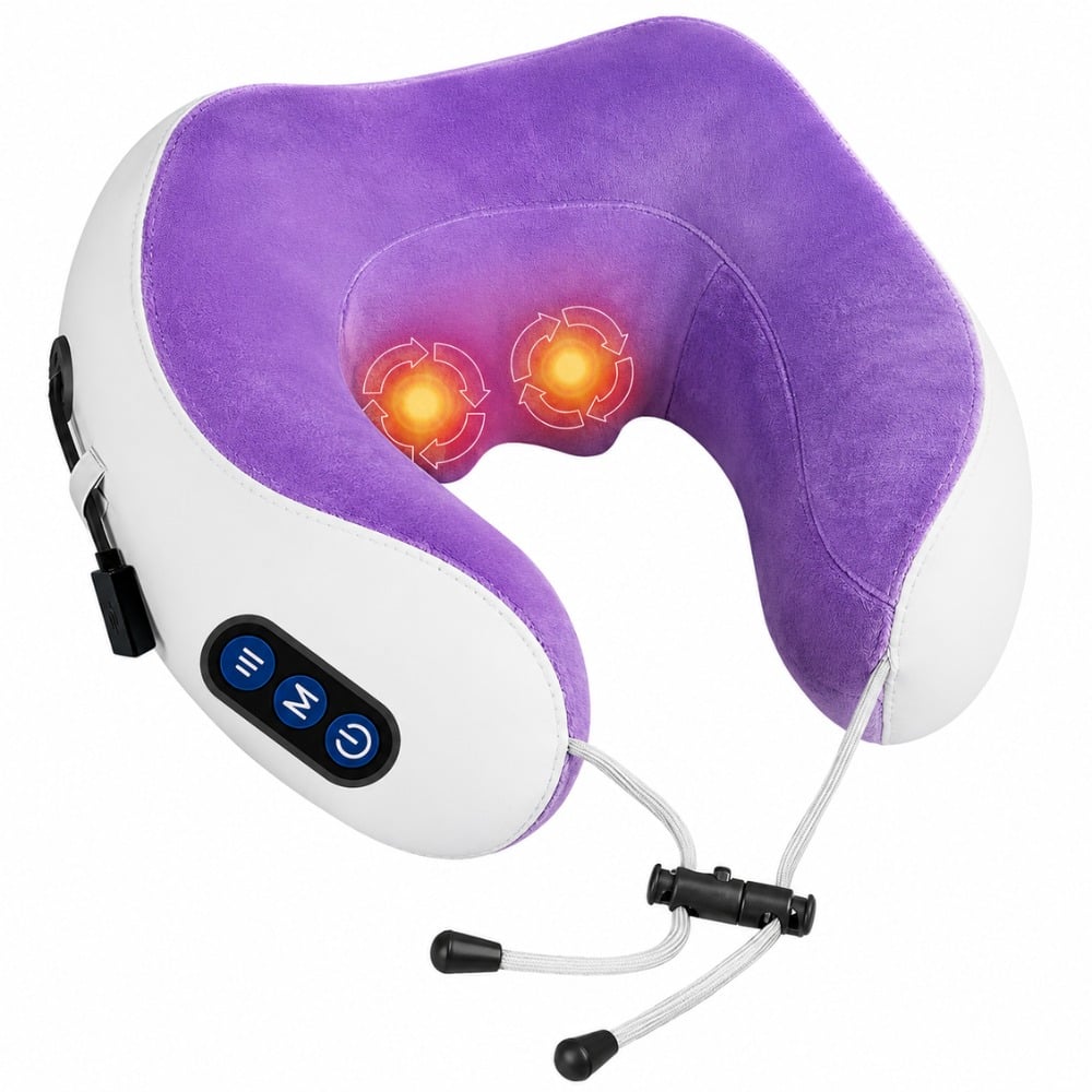 ALMOHADA DE MASAJE CERVICAL CUELLO PORTÁTIL RECARGABLE MORADO - 1