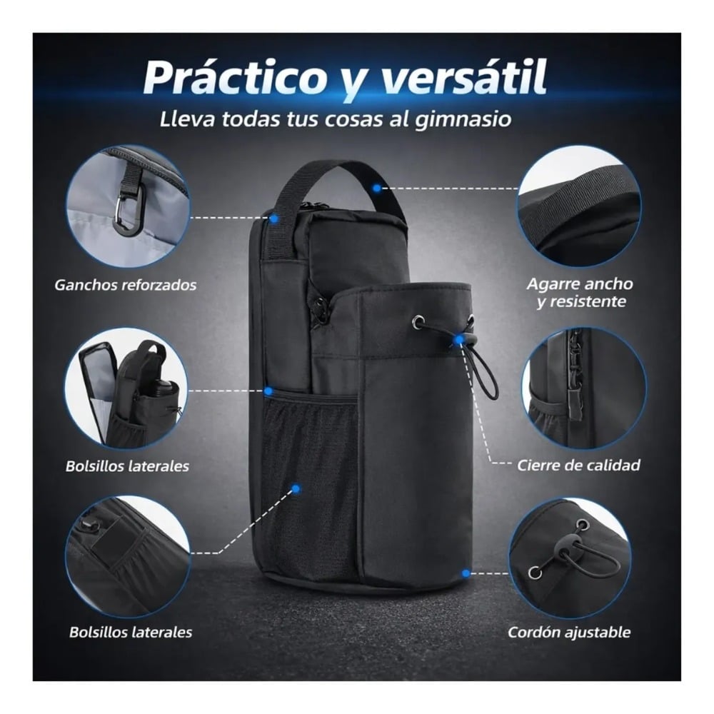 BOLSO MAGNÉTICO PARA GYM PORTA BOTELLA CELULAR TOALLA LLAVES - 2