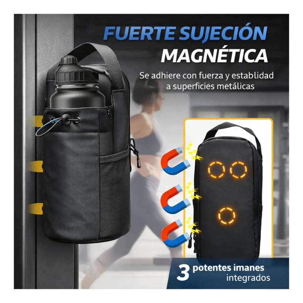 BOLSO MAGNÉTICO PARA GYM PORTA BOTELLA CELULAR TOALLA LLAVES - 6