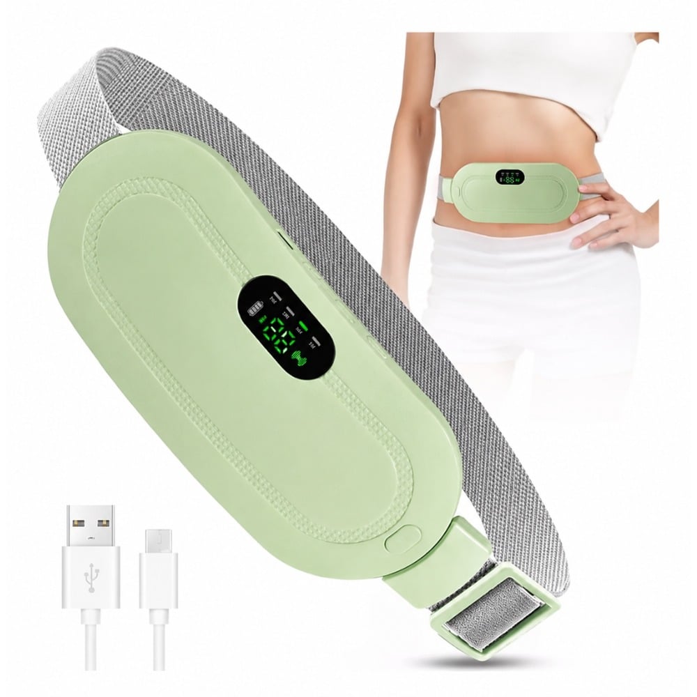 CINTURÓN TÉRMICO PORTÁTIL MENSTRUALES CÓLICOS VIBRADOR VERDE - 1