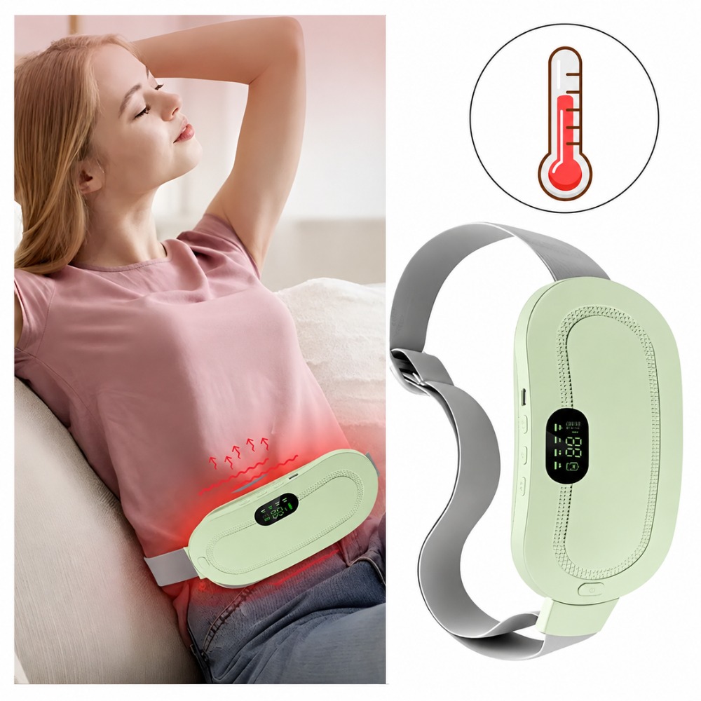 CINTURÓN TÉRMICO PORTÁTIL MENSTRUALES CÓLICOS VIBRADOR VERDE - 4