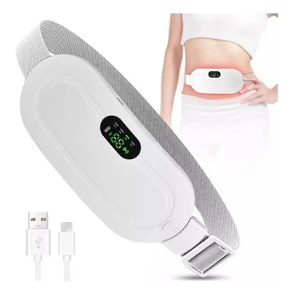 CINTURÓN TÉRMICO PORTÁTIL MENSTRUALES CÓLICOS VIBRADOR BLANCO - 1