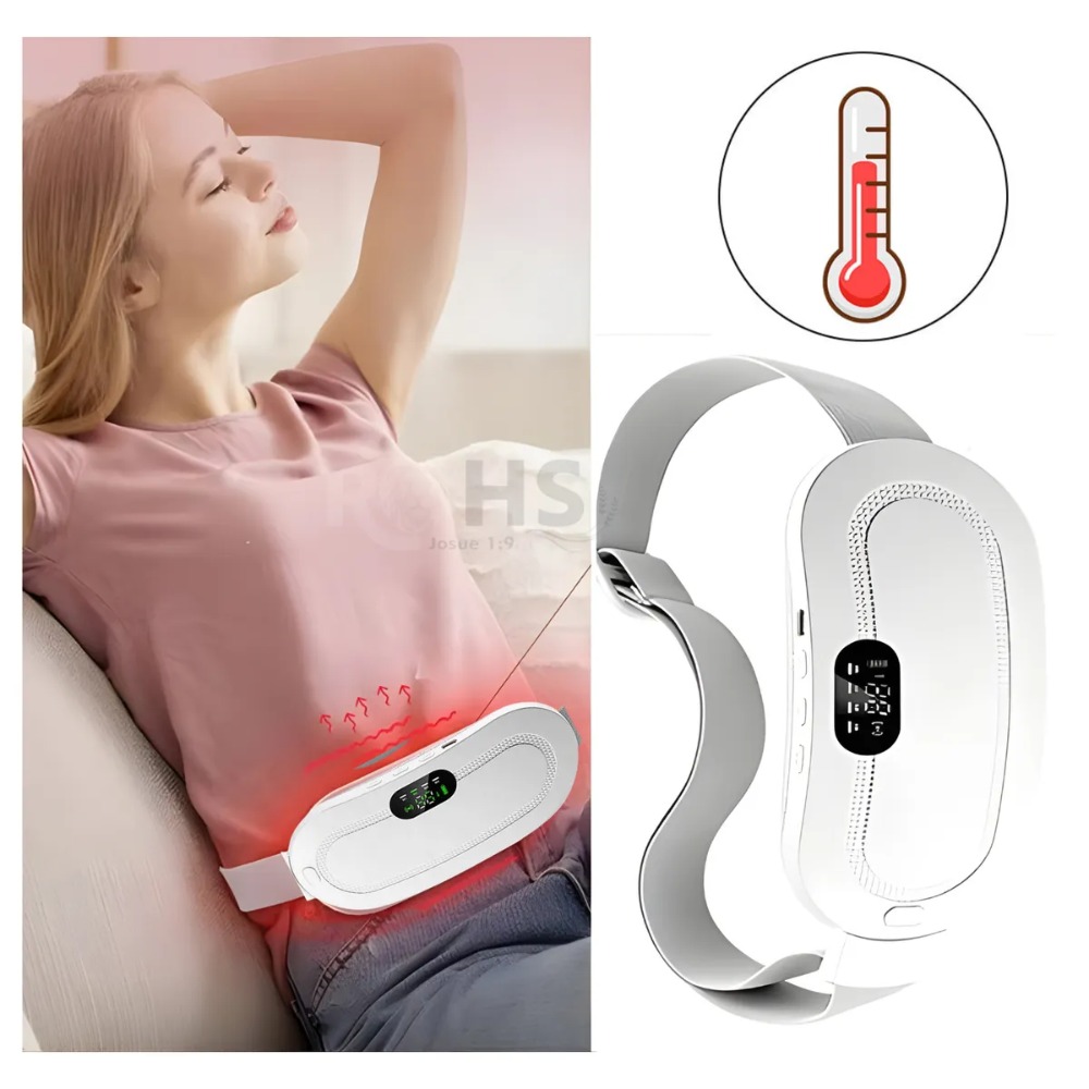 CINTURÓN TÉRMICO PORTÁTIL MENSTRUALES CÓLICOS VIBRADOR BLANCO - 5
