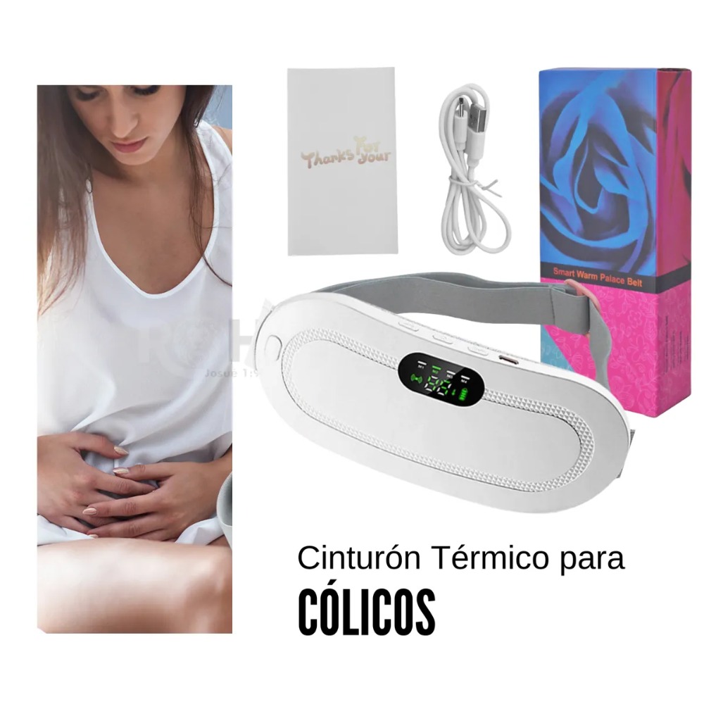 CINTURÓN TÉRMICO PORTÁTIL MENSTRUALES CÓLICOS VIBRADOR BLANCO - 6