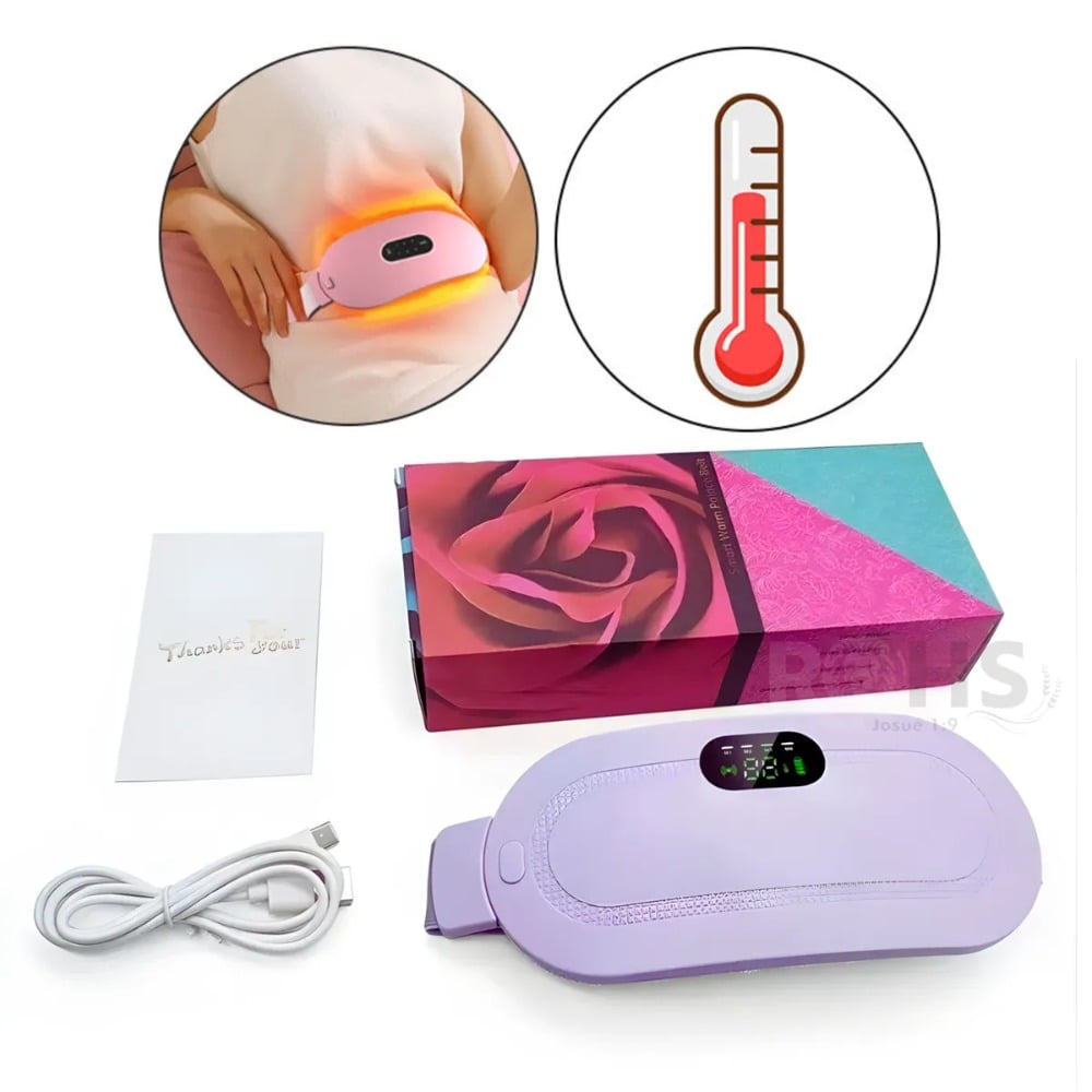 CINTURÓN TÉRMICO PORTÁTIL MENSTRUALES CÓLICOS VIBRADOR MORADO - 4