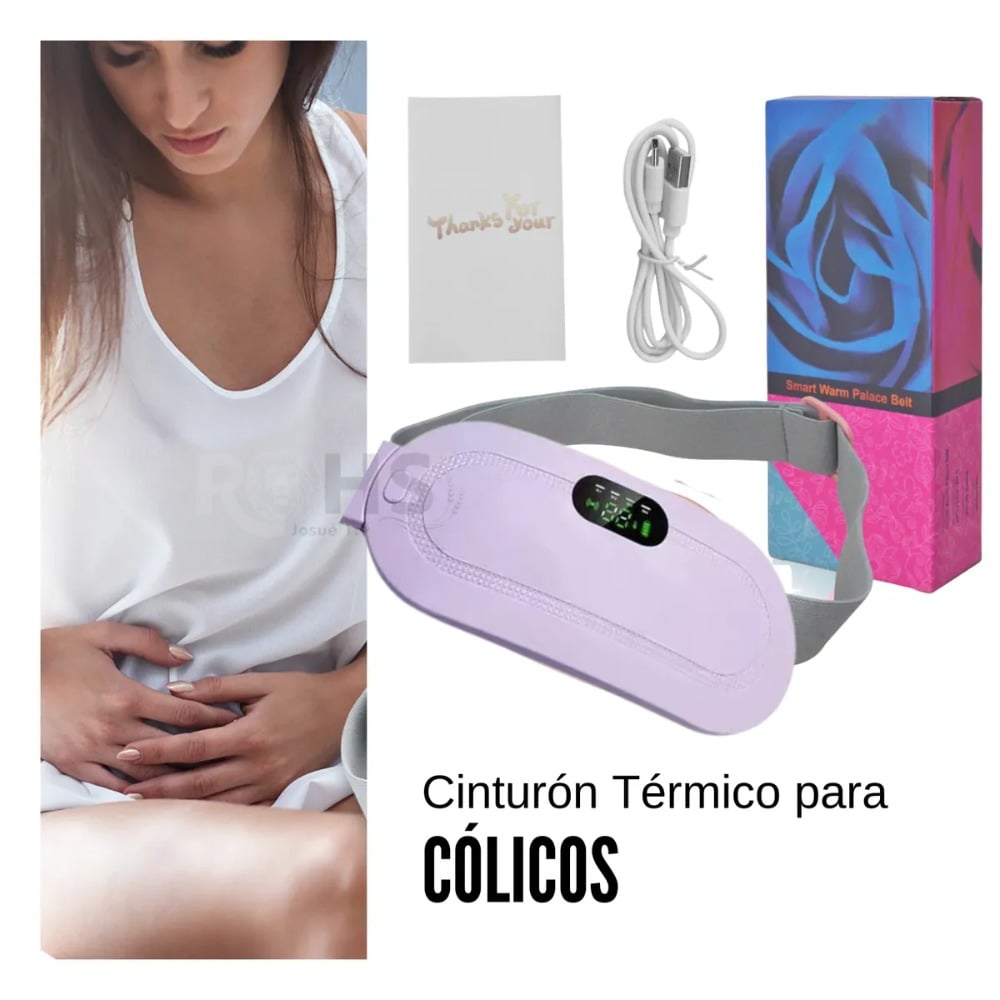 CINTURÓN TÉRMICO PORTÁTIL MENSTRUALES CÓLICOS VIBRADOR MORADO - 5