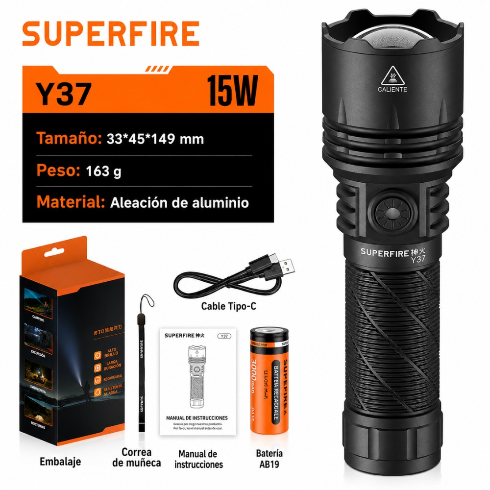 LINTERNA RECARGABLE SUPERFIRE Y37 POTENTE 950 LÚMENES - 4
