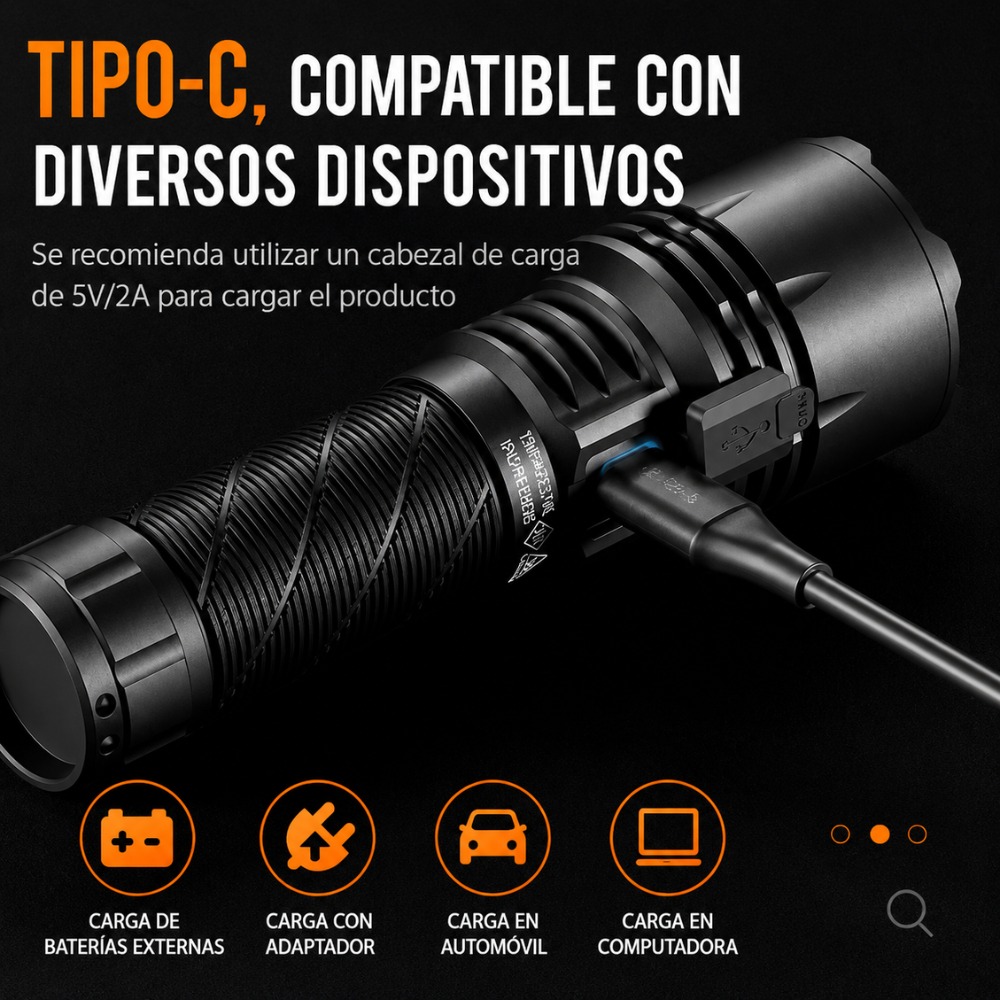 LINTERNA RECARGABLE SUPERFIRE Y37 POTENTE 950 LÚMENES - 5