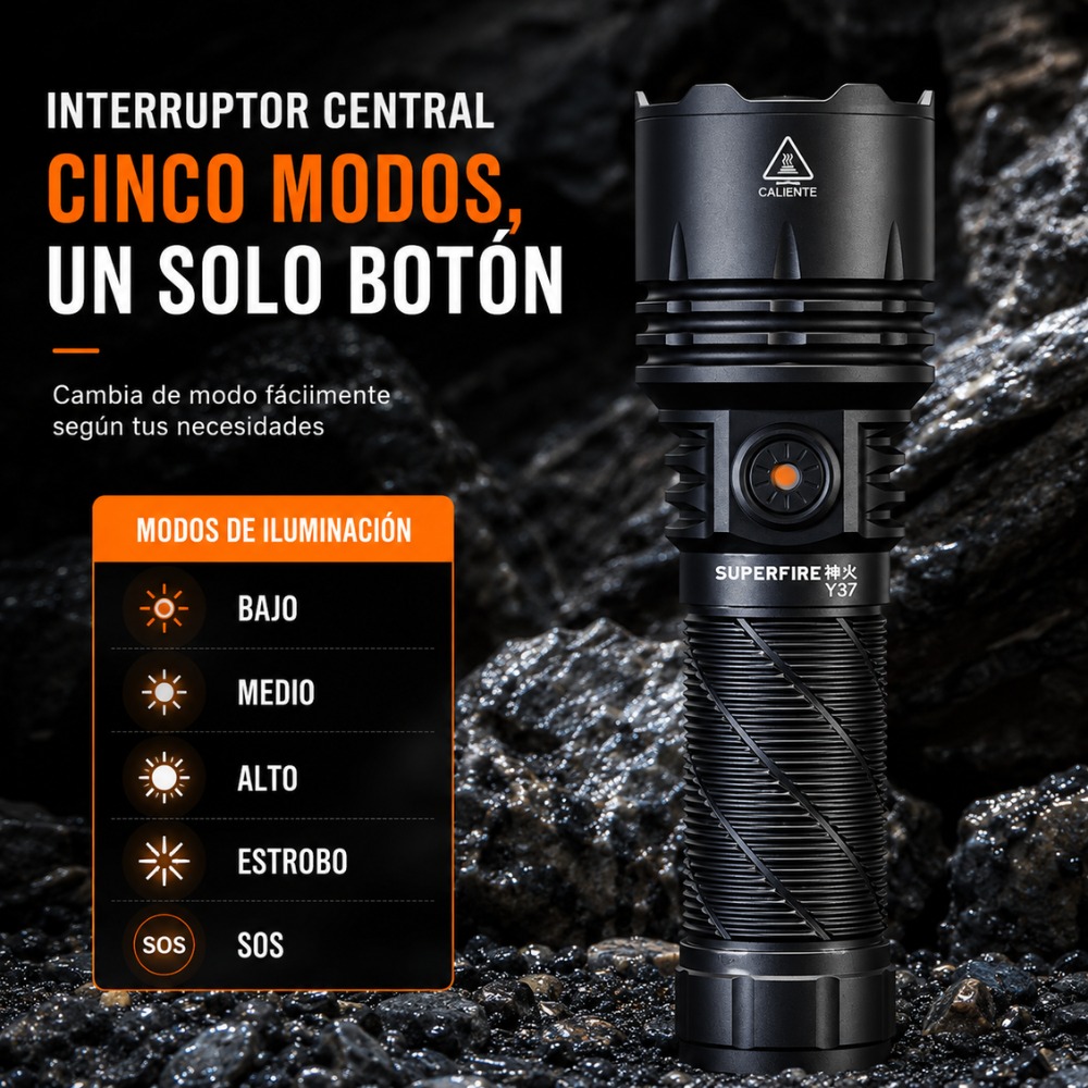 LINTERNA RECARGABLE SUPERFIRE Y37 POTENTE 950 LÚMENES - 9