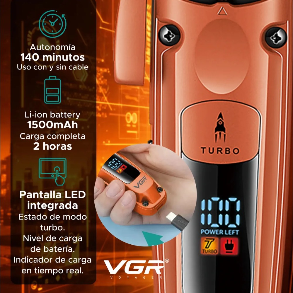 MÁQUINA DE CORTAR CABELLO CLIPPER VGR V-274 NARANJA - 5