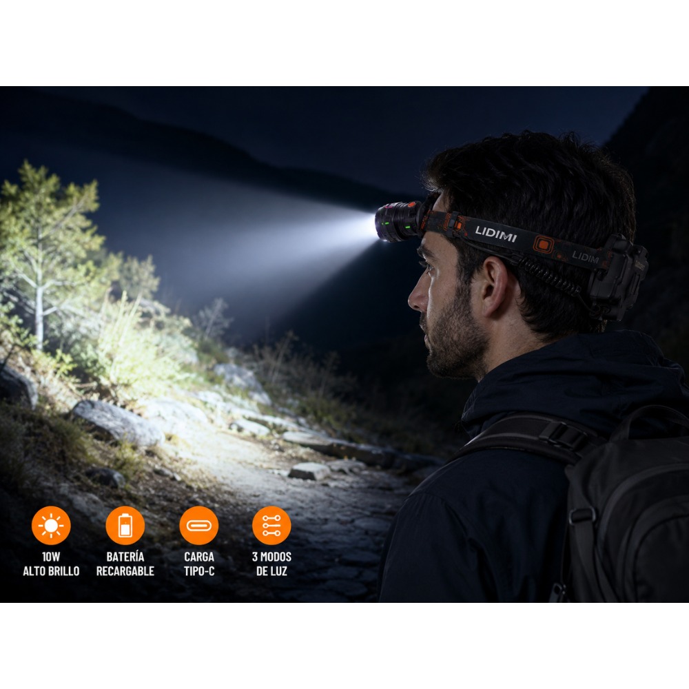 LINTERNA LED FRONTAL DE CABEZA RECARGABLE LIDIMI LD-L469C - 4