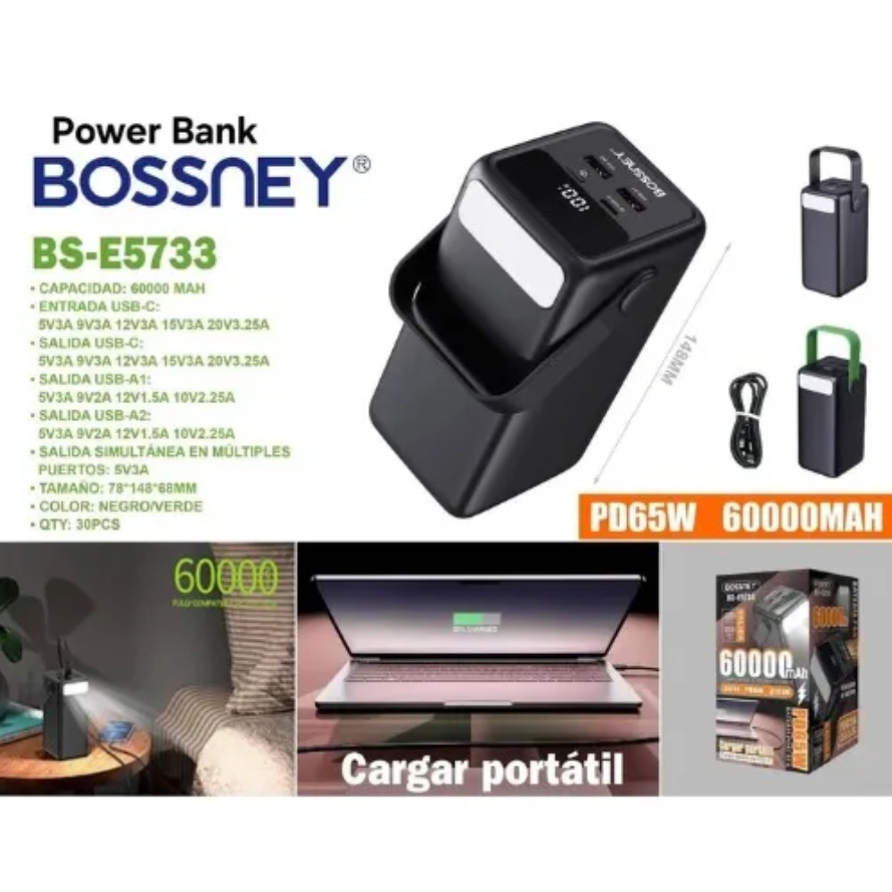 POWER BANK 60000MAH BOSSNEY CARGA RÁPIDA - 2