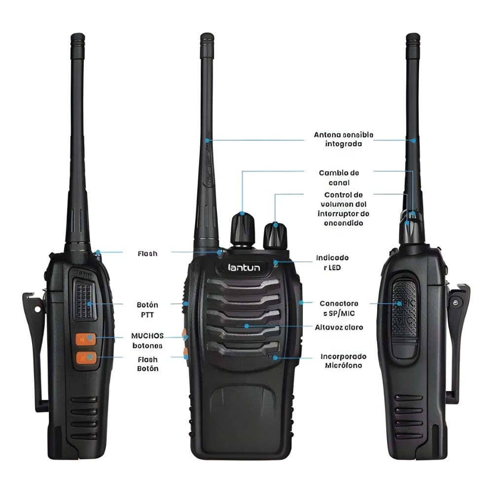 PACK 2 WALKIE TALKIE RADIO COMUNICACIÓN 5 KILÓMETROS LANTUN - 3