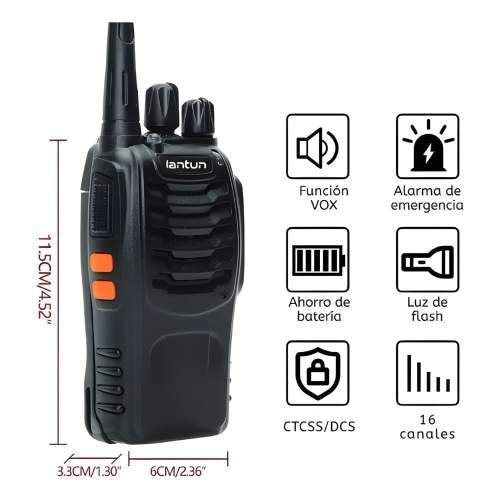PACK 2 WALKIE TALKIE RADIO COMUNICACIÓN 5 KILÓMETROS LANTUN - 7