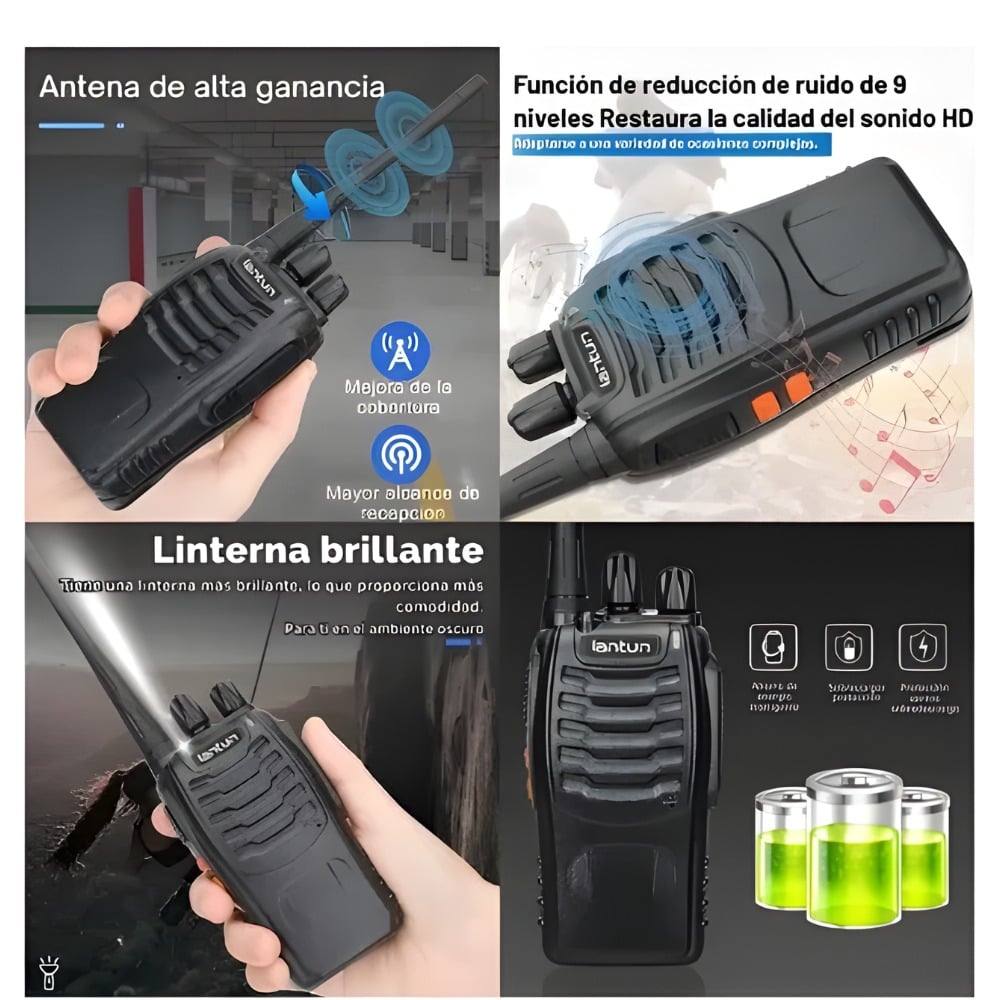 PACK 2 WALKIE TALKIE RADIO COMUNICACIÓN 5 KILÓMETROS LANTUN - 9