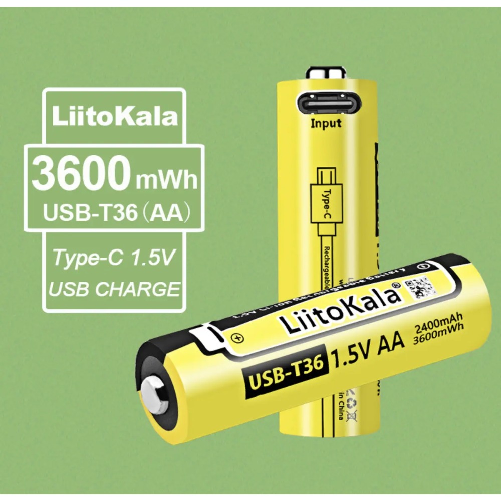 PILA AA RECARGABLE USB 1.5V LIITOKALA LARGA DURACIÓN - 2