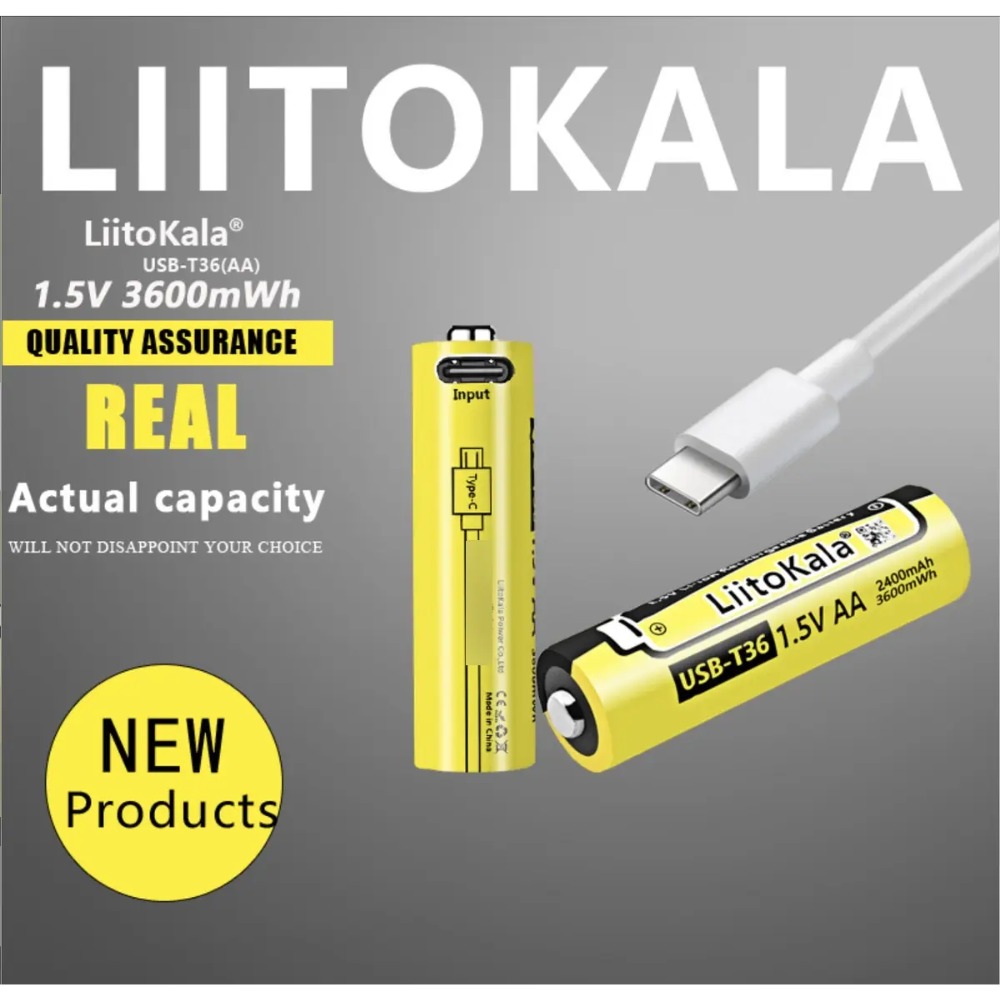 PILA AA RECARGABLE USB 1.5V LIITOKALA LARGA DURACIÓN - 3