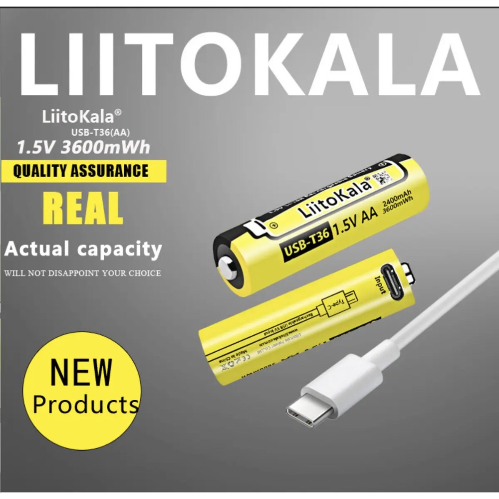 PILA AA RECARGABLE USB 1.5V LIITOKALA LARGA DURACIÓN - 4