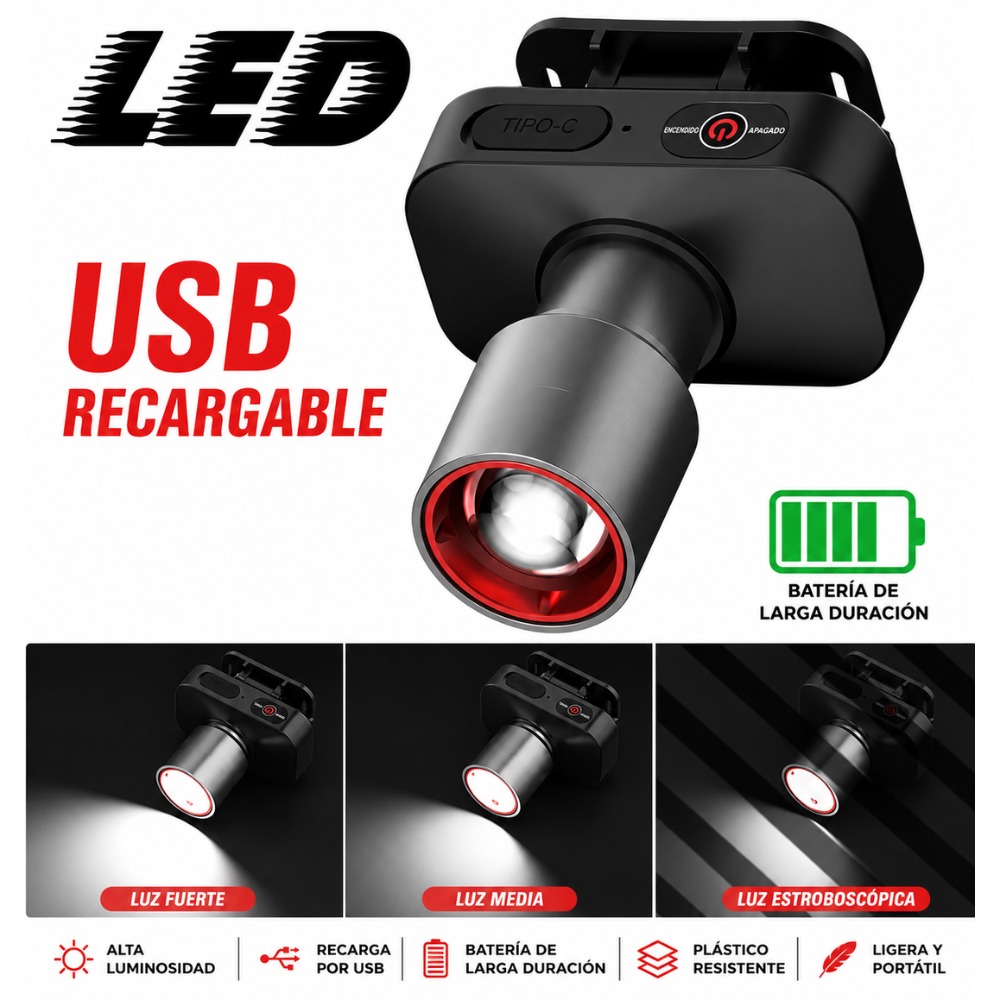 LANTERNA MULTI-FUNCTIONAL HEADLIGHT L-42 USB - 3
