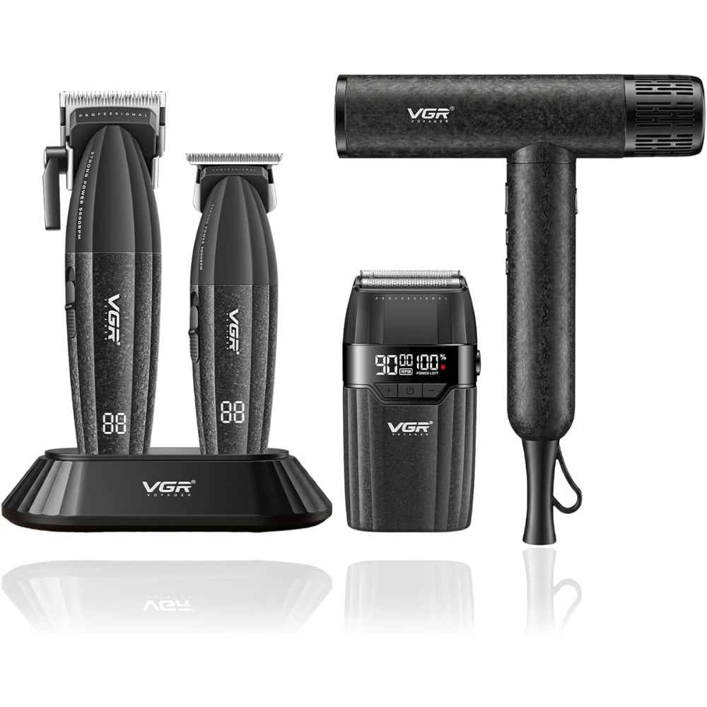 COMBO BARBER PRO VGR V-640S4 CLIPPER TRIMMER SHAVER SECADOR - 1