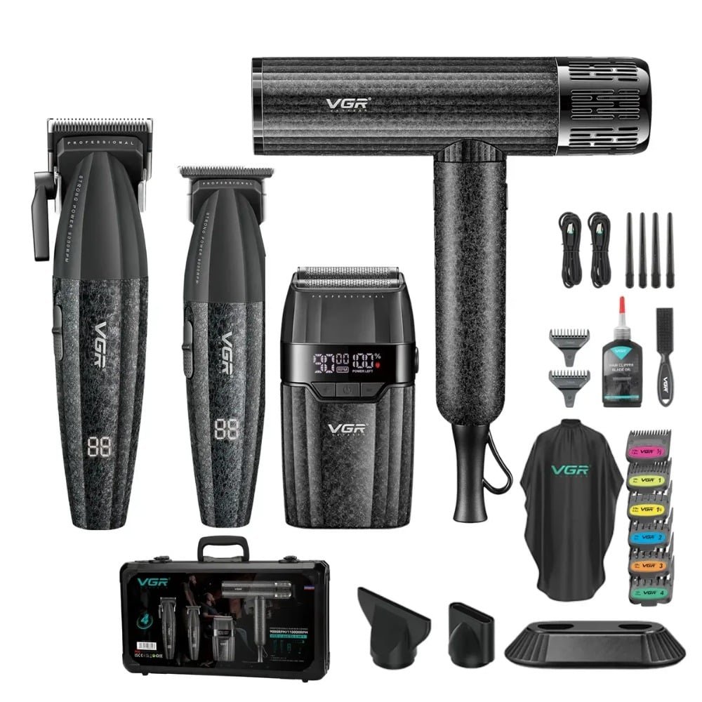 COMBO BARBER PRO VGR V-640S4 CLIPPER TRIMMER SHAVER SECADOR - 2