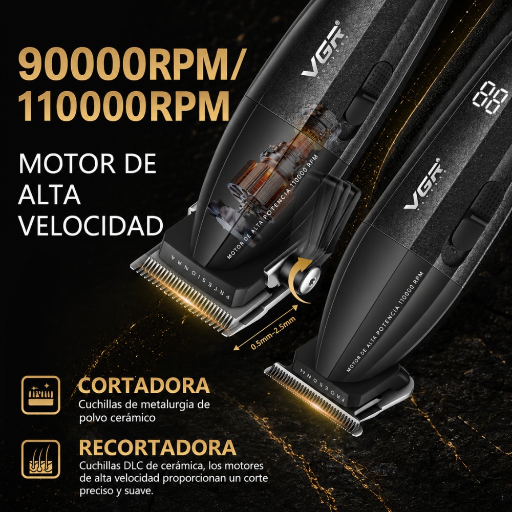 COMBO BARBER PRO VGR V-640S4 CLIPPER TRIMMER SHAVER SECADOR - 3