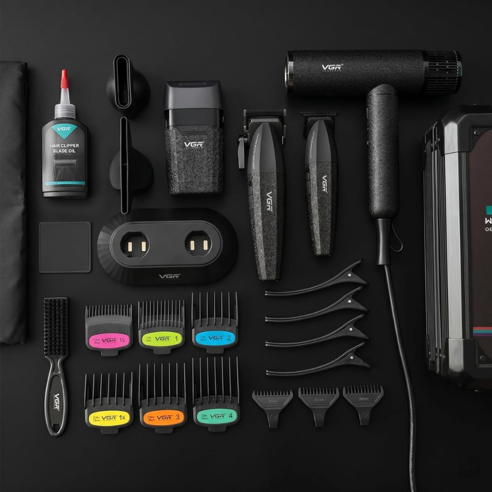 COMBO BARBER PRO VGR V-640S4 CLIPPER TRIMMER SHAVER SECADOR - 9