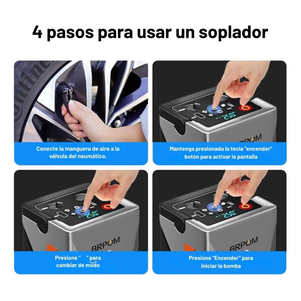 ARRANCADOR DE BATERÍA DE AUTO PORTÁTIL, COMPRESOR E INFLADOR - 8