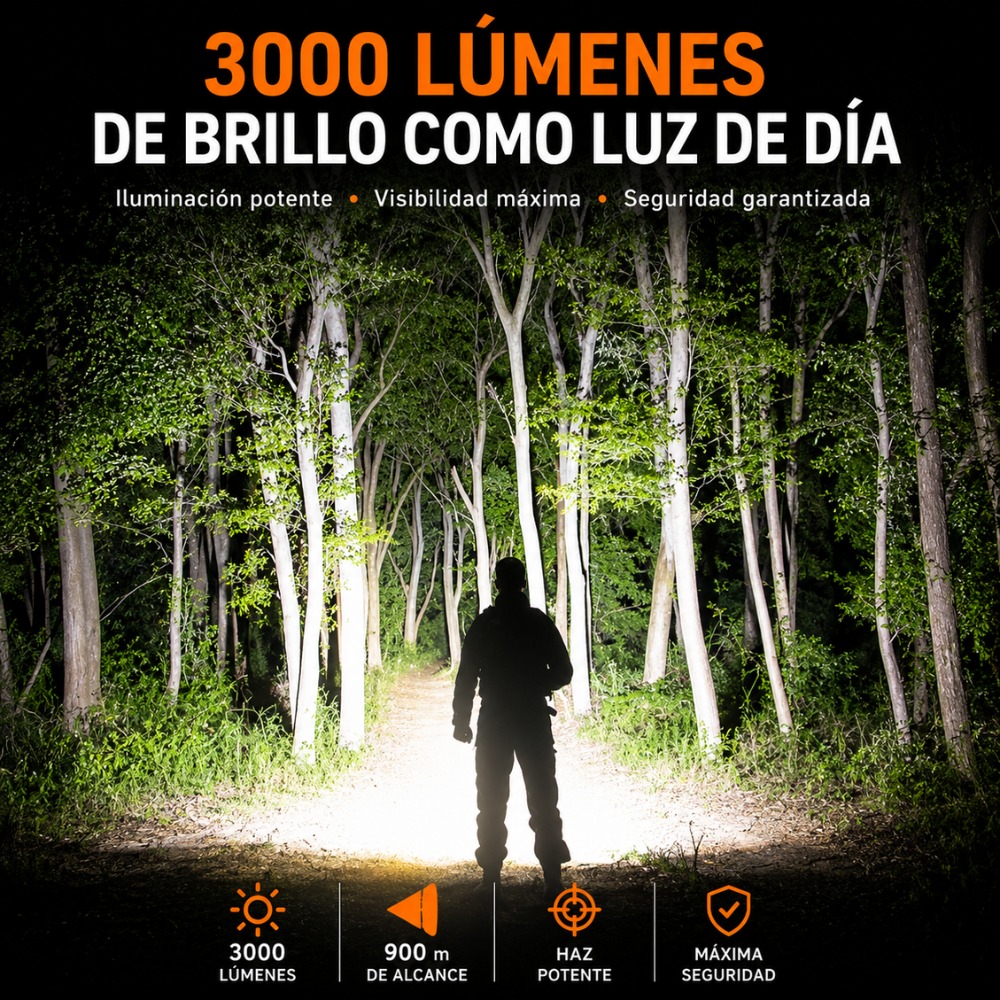 LINTERNA TÁCTICA SUPERFIRE Y30 3000LM ALCANCE 900M USB-C 40W - 7