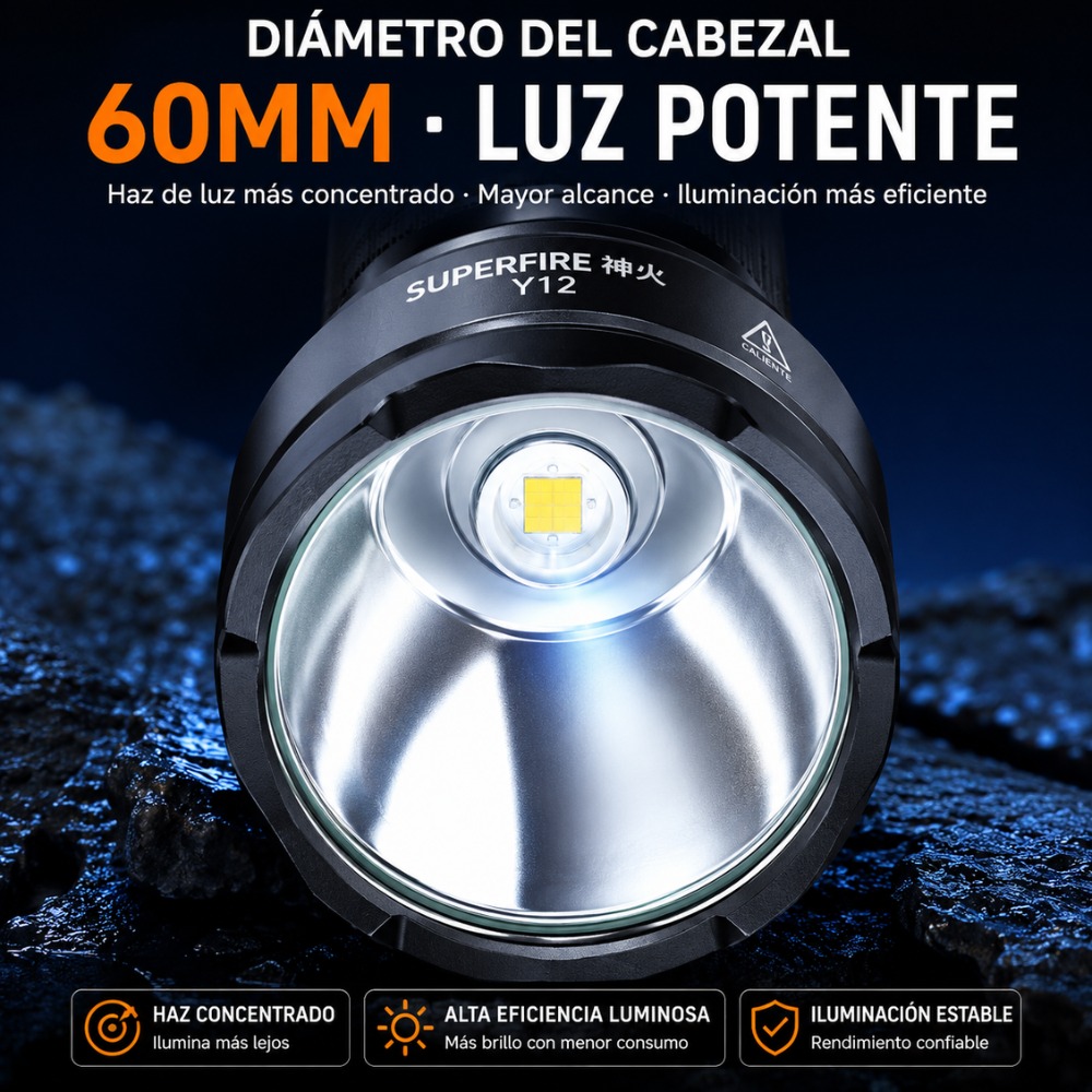 LINTERNA TÁCTICA SUPERFIRE Y12 P90 3000 LÚMENES 390M - 7