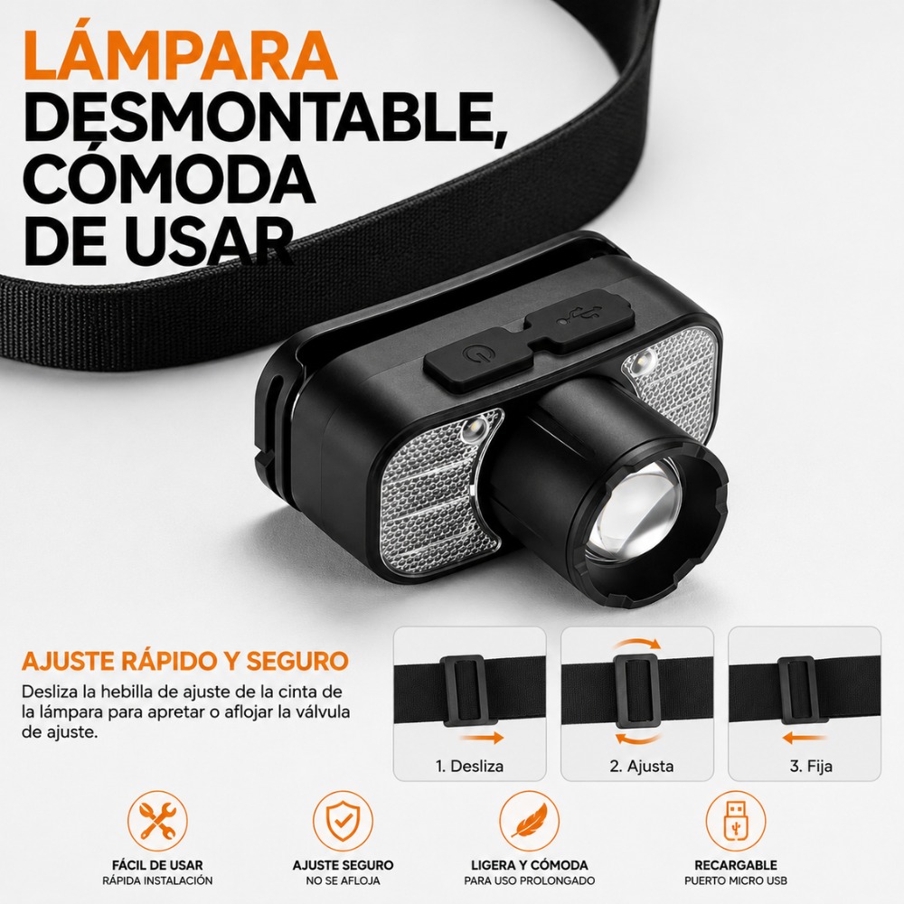 LINTERNA FRONTAL RECARGABLE USB-C SUPERFIRE HL80-C - 2