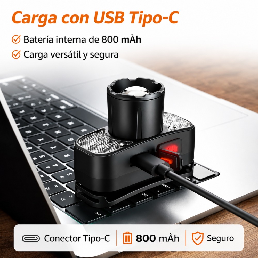 LINTERNA FRONTAL RECARGABLE USB-C SUPERFIRE HL80-C - 3