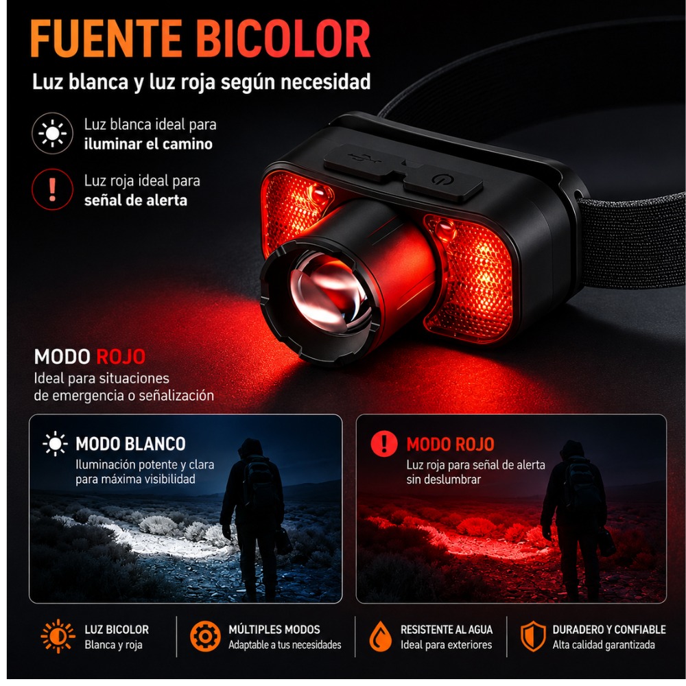 LINTERNA FRONTAL RECARGABLE USB-C SUPERFIRE HL80-C - 4