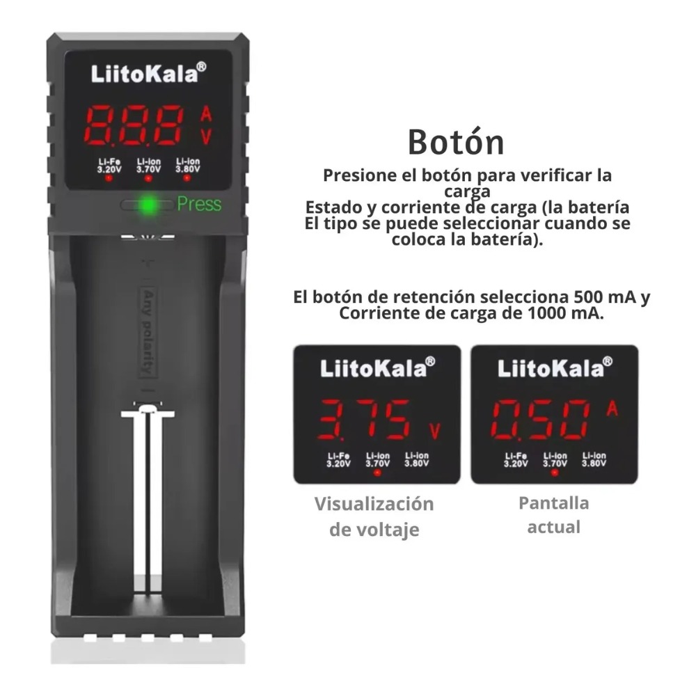 CARGADOR UNIVERSAL PARA BATERÍAS 18650 AA AAA LIITOKALA - 3