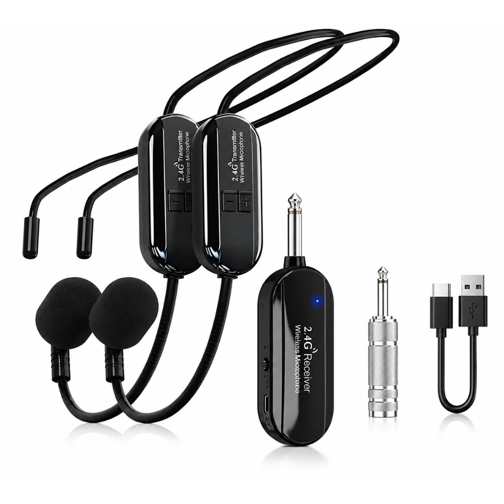 MICRÓFONO INALÁMBRICO DUAL DIADEMA Y MANO 2.4G - 1