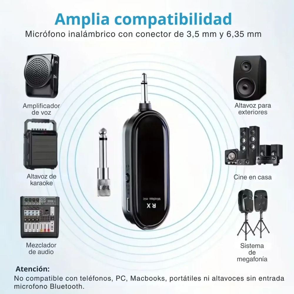 MICRÓFONO INALÁMBRICO DUAL DIADEMA Y MANO 2.4G - 4