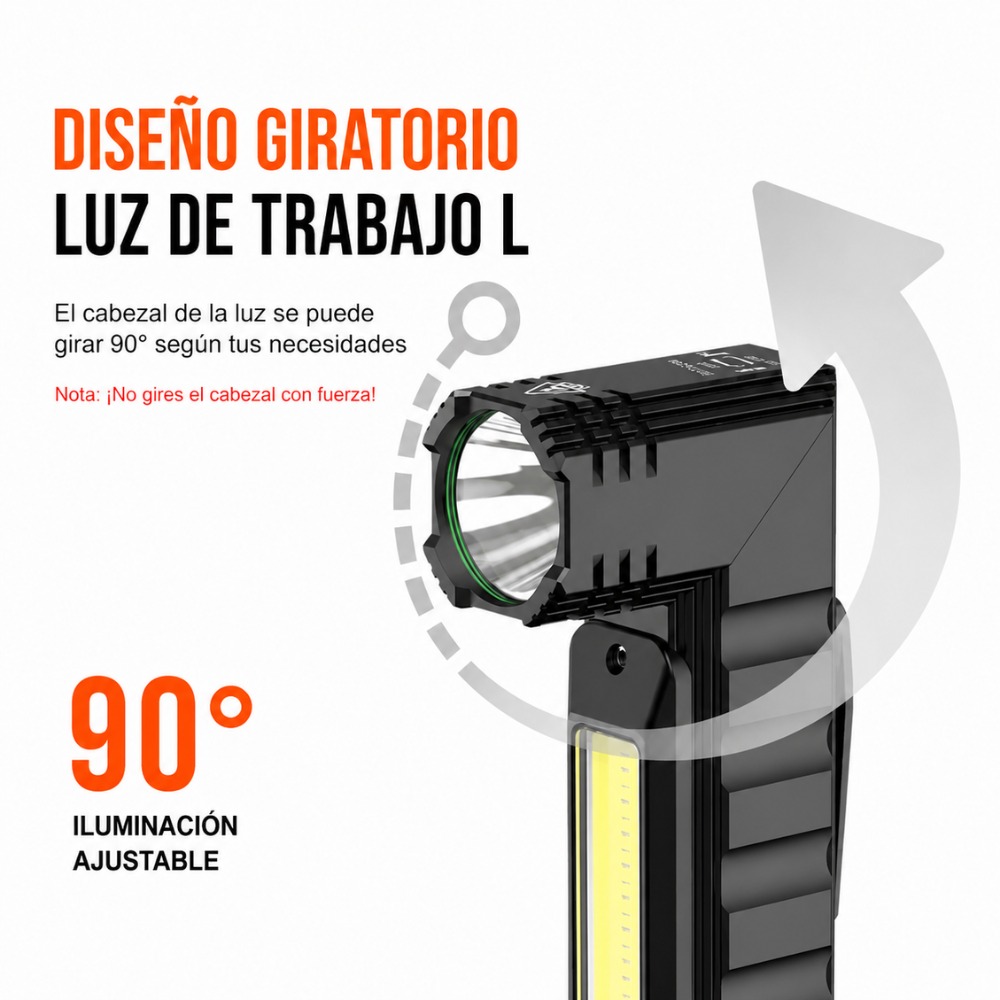 LINTERNA FRONTAL RECARGABLE MAGNÉTICA USB C 5 MODOS LED - 4