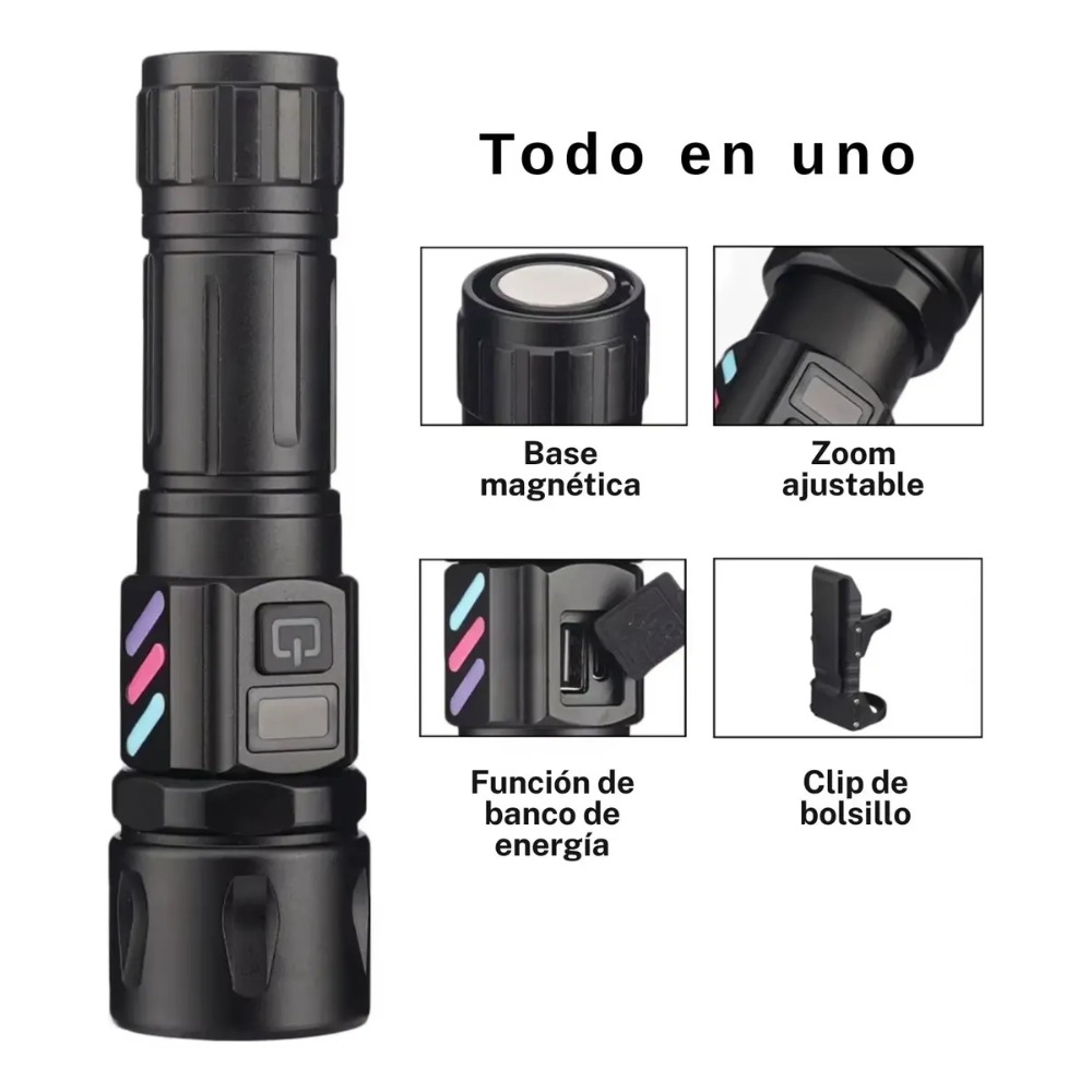 LINTERNA LED TÁCTICA LANTUN 3500M DE ALCANCE RECARGABLE - 2