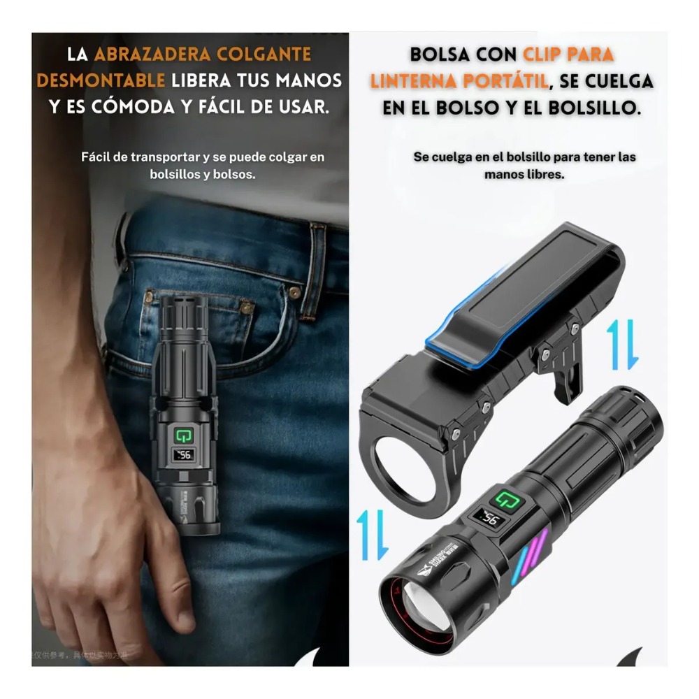 LINTERNA LED TÁCTICA LANTUN 3500M DE ALCANCE RECARGABLE - 3