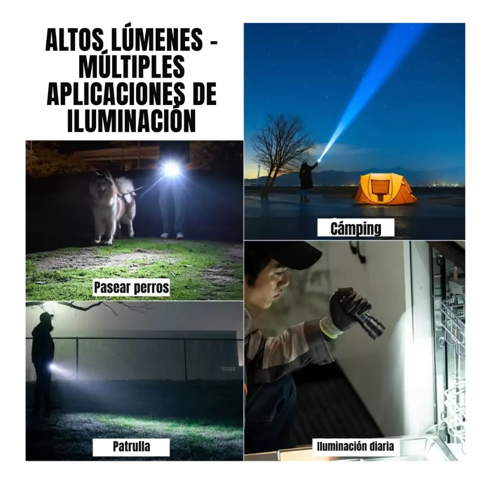 LINTERNA LED TÁCTICA LANTUN 3500M DE ALCANCE RECARGABLE - 7