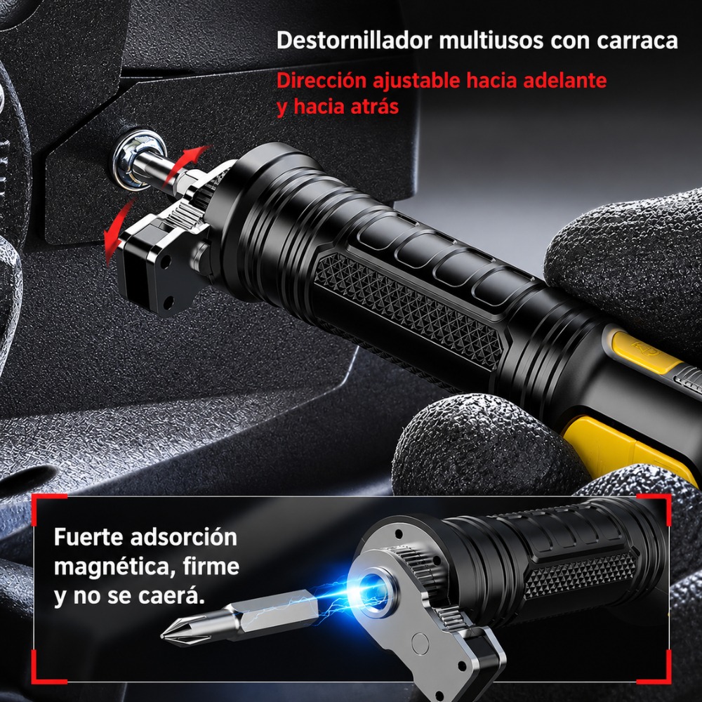 LINTERNA MULTIFUNCIONAL EMERGENCIA 12 EN 1 RECARGABLE USB - 6