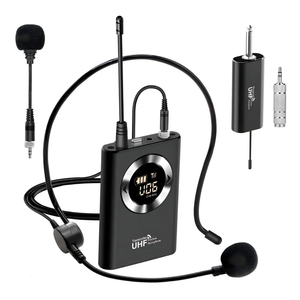 MICRÓFONO INALÁMBRICO UHF DIADEMA AMPLIFICADOR PROFESIONAL - 1