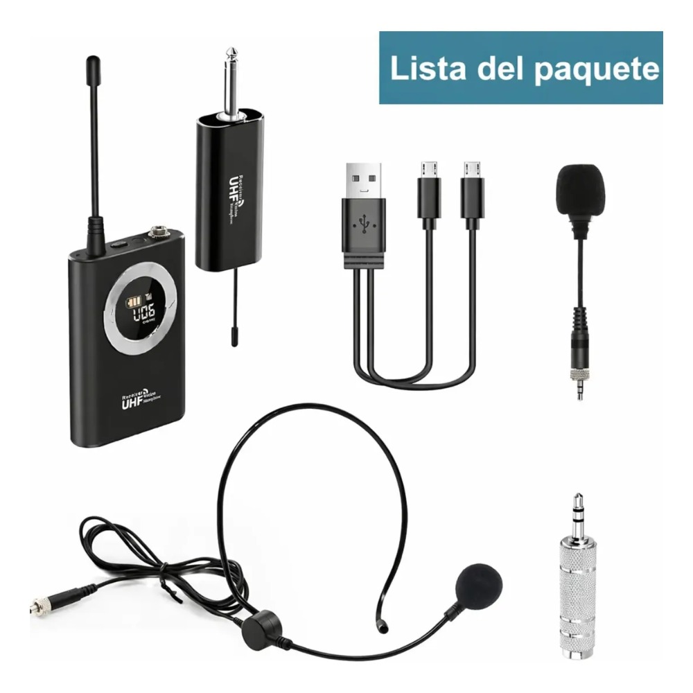 MICRÓFONO INALÁMBRICO UHF DIADEMA AMPLIFICADOR PROFESIONAL - 2