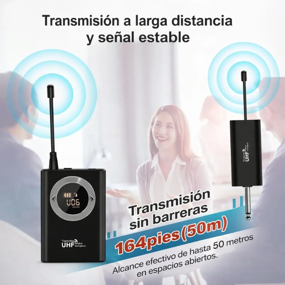 MICRÓFONO INALÁMBRICO UHF DIADEMA AMPLIFICADOR PROFESIONAL - 6