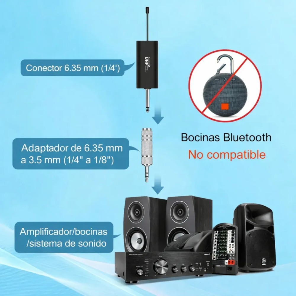MICRÓFONO INALÁMBRICO UHF DIADEMA AMPLIFICADOR PROFESIONAL - 8