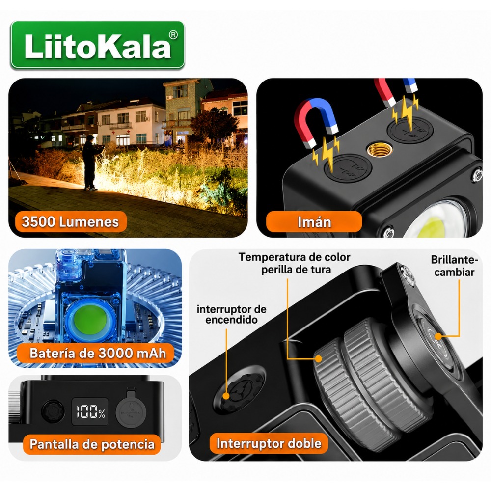 LIITOKALA XY-009 LINTERNA DE CAMPING, EMERGENCIA, TRABAJO Aleatorio - 3