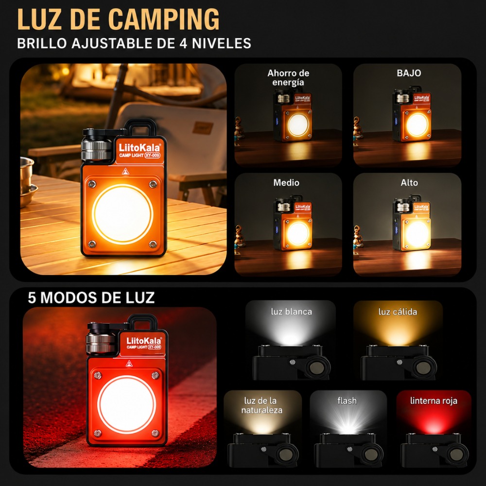 LIITOKALA XY-009 LINTERNA DE CAMPING, EMERGENCIA, TRABAJO Aleatorio - 6